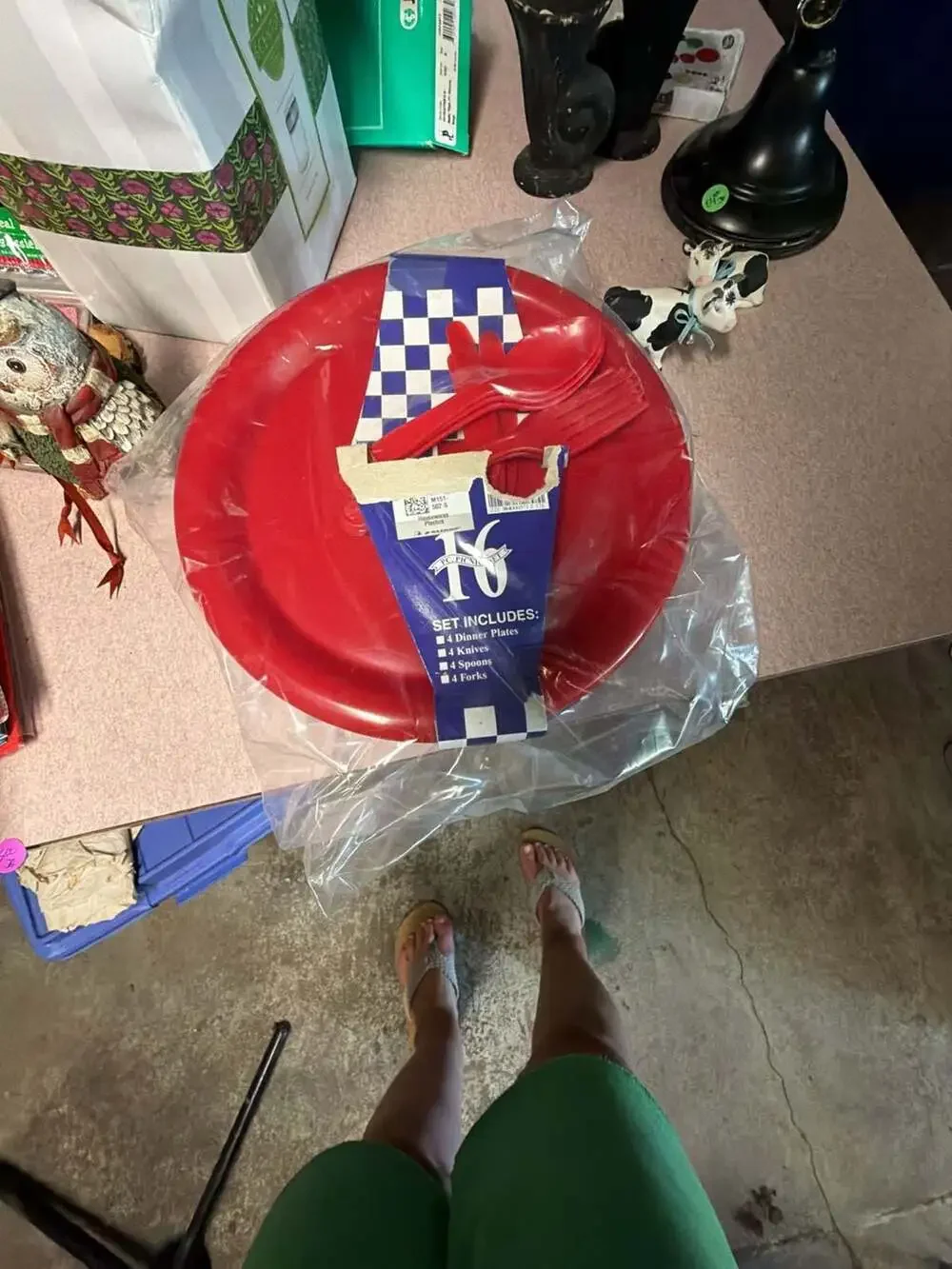 TC Picnic 48-Piece Red, White, and Blue Plastic Dinnerware Set